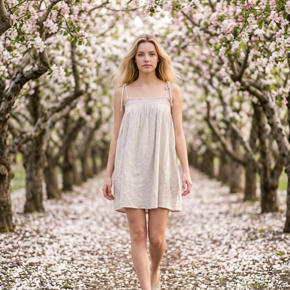 Mi Ami Linen Cream Mini Dress M